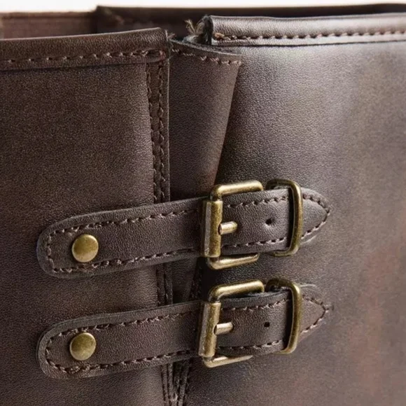 Torrid Brown Combat Moto Boots with Buckle Details - Picture 6 of 6